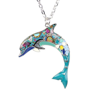 Blue Ocean Jewelry - Artistic Dolphin Necklace with Several Colors to Choose From. 